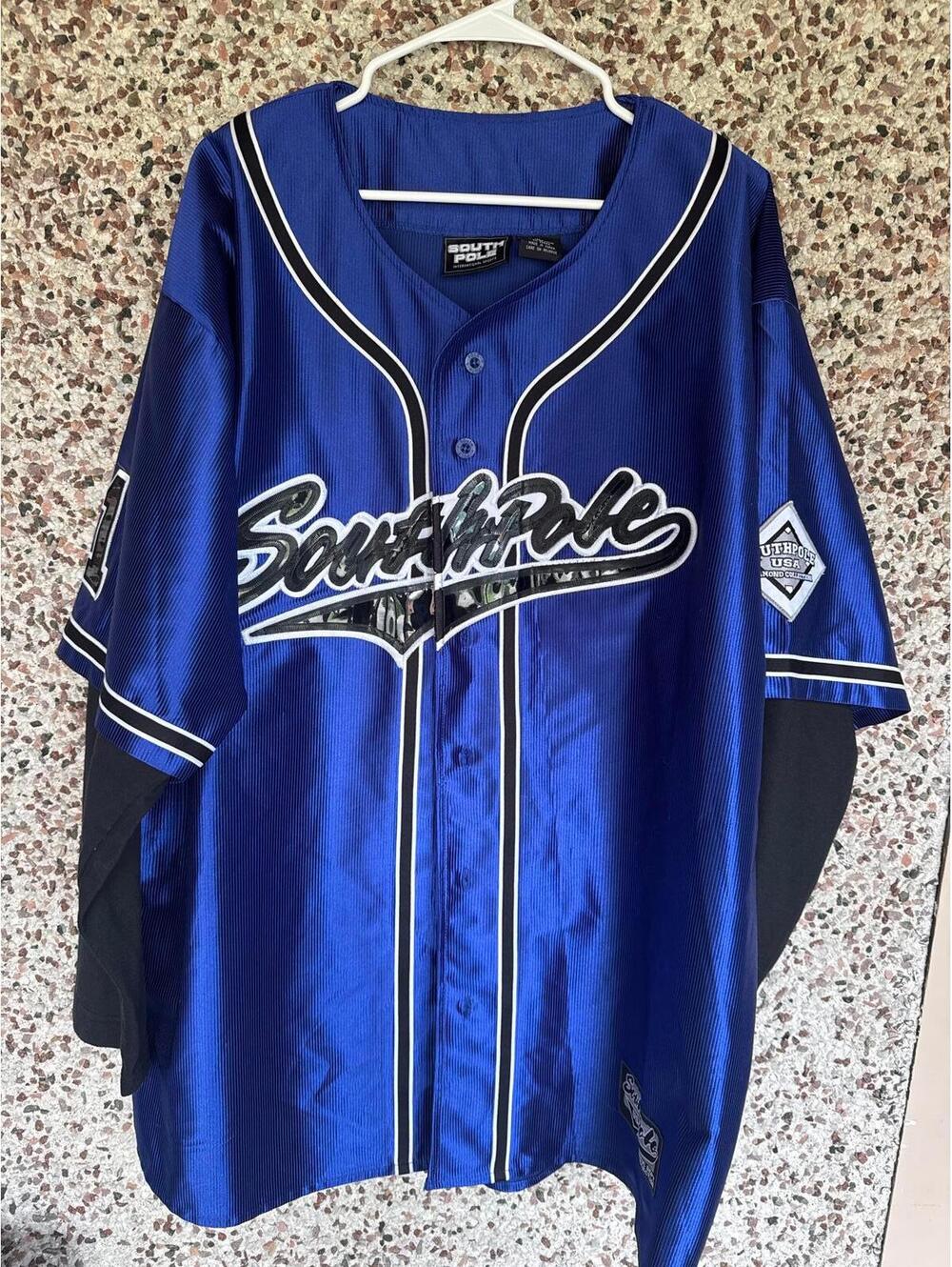 Y2K Southpole Diamond Collection Blue Baseball Jersey XL
